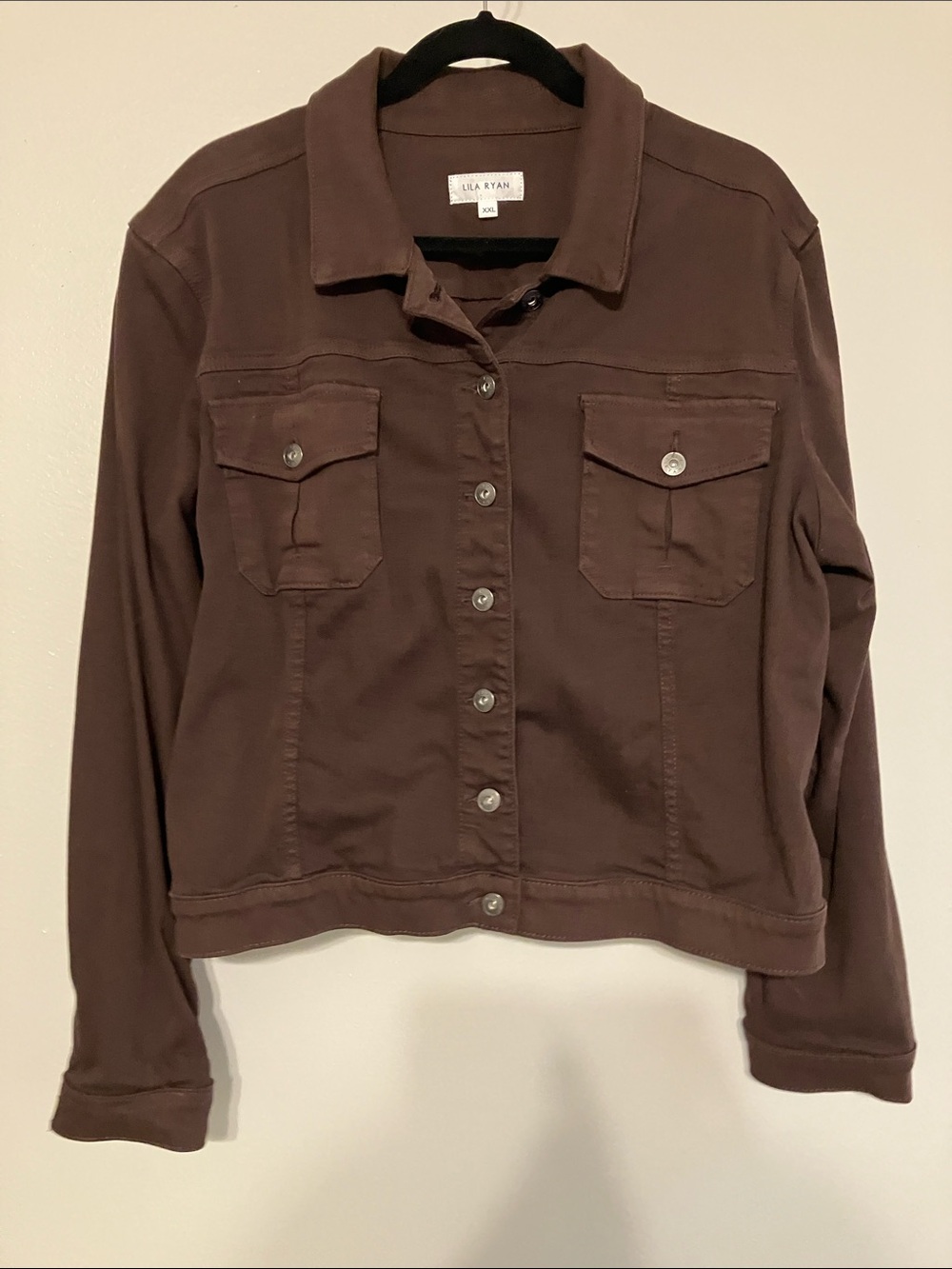 Lila Ryan brown stretch denim jacket XXL